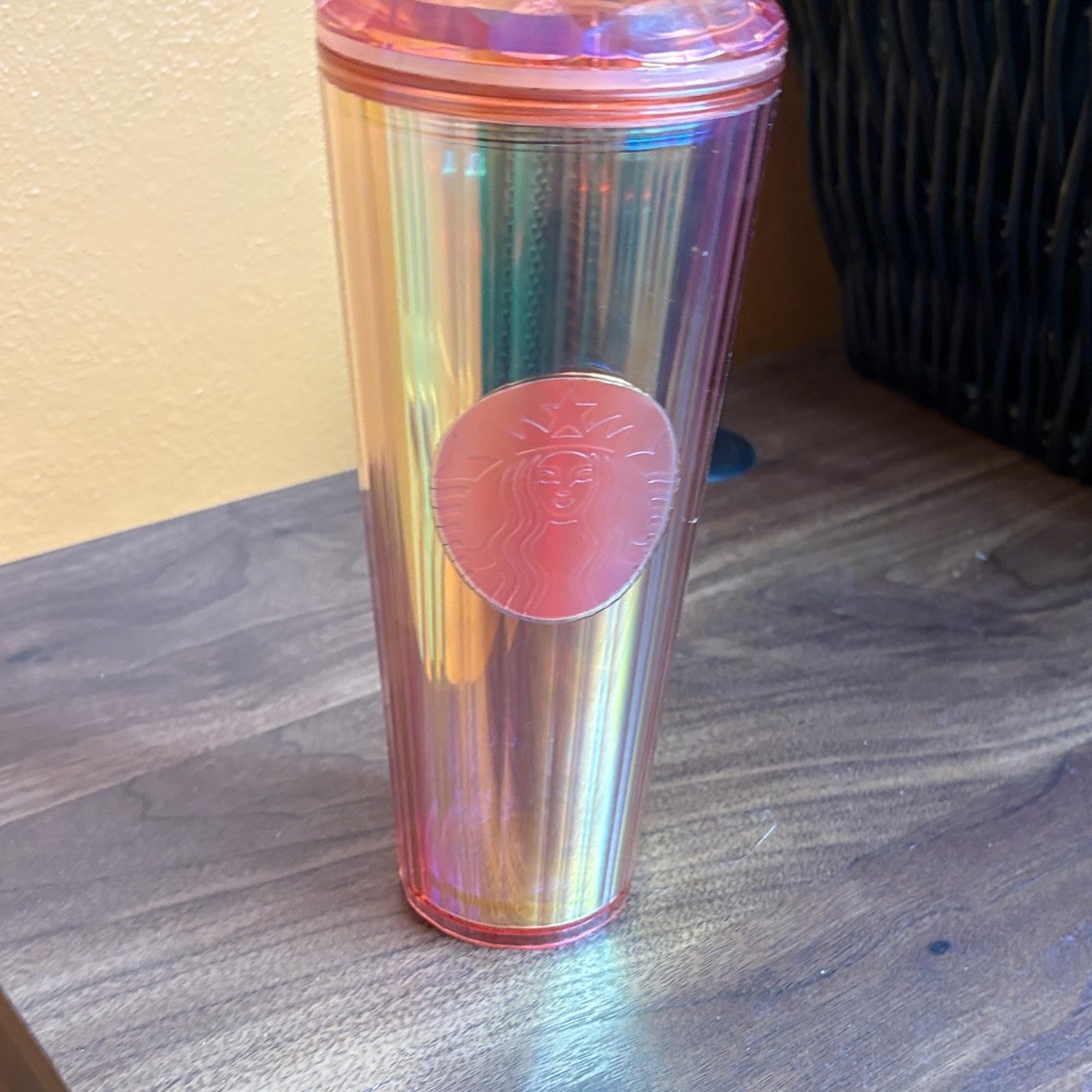 Starbucks 2020 Iridescent Orange Gold Kaleidoscope Cold 27oz. Tumbler Cup